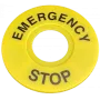 Warnschild aus Kunststoff für Not-Aus-Taster mit einem Durchmesser von 22 mm